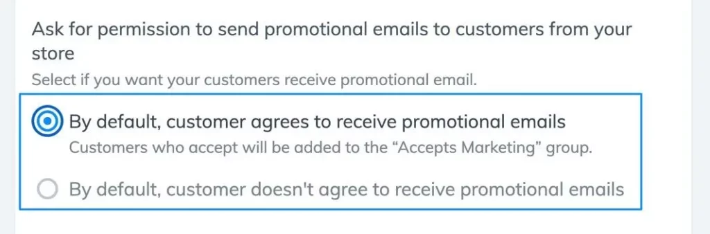 customer agrees to promotional emails in checkout 