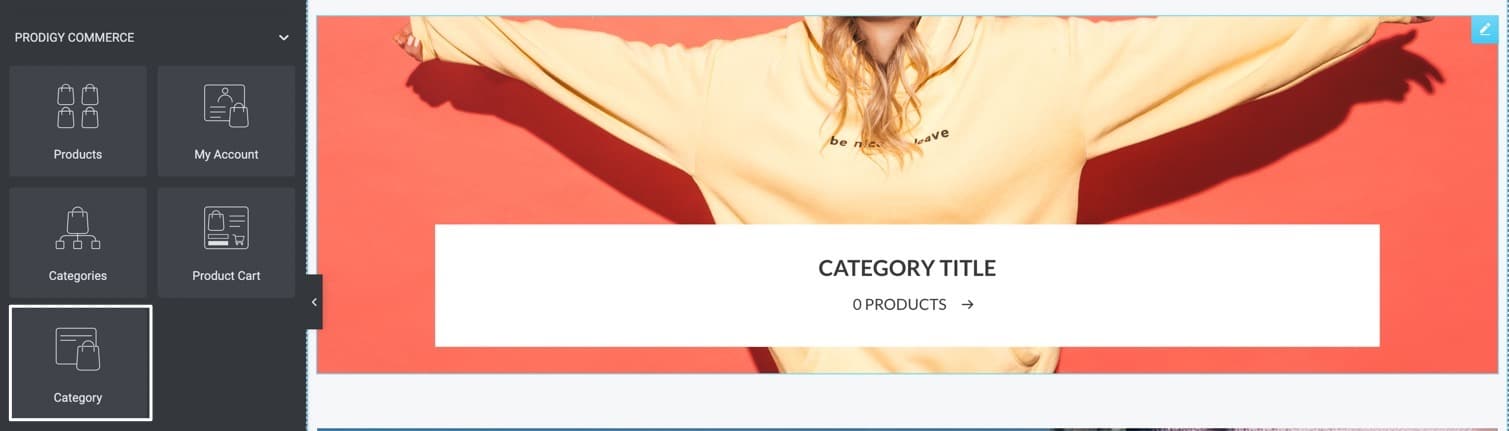 the category widget from the Prodigy Commerce Elementor integration