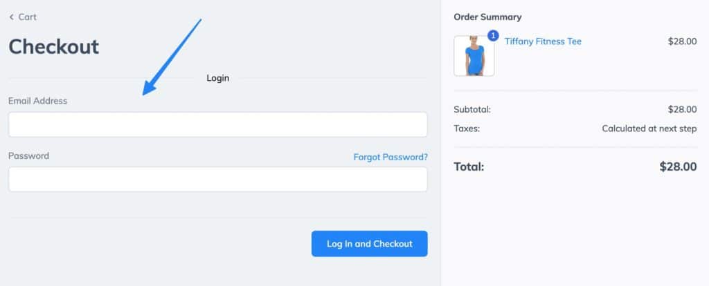 login form on checkout
